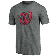 Washington Nationals Weathered Official Logo Tri-Blend T-Shirt Heather Gray