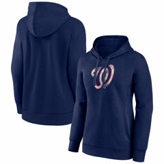 Washington Nationals Women's Distressed Team Pullover Hoodie Navy