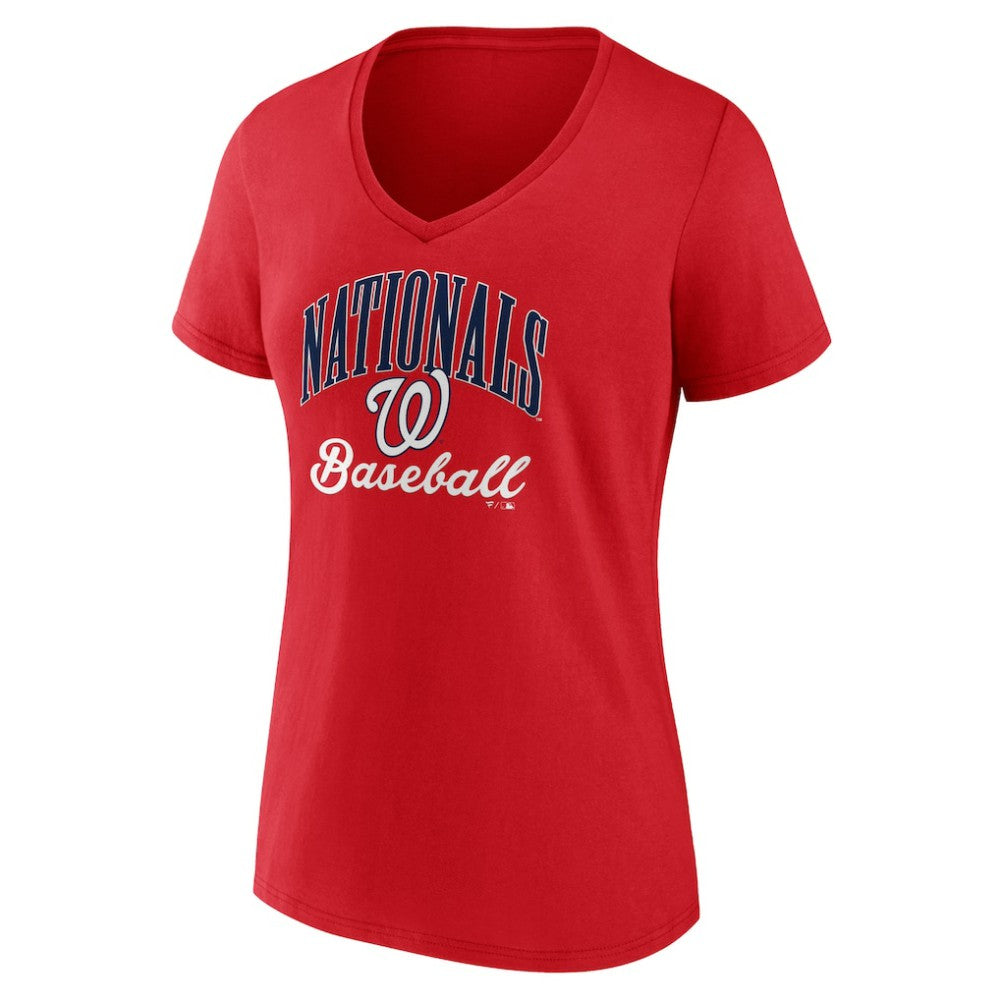 Washington Nationals Women's Victory Script V-Neck T-Shirt Red