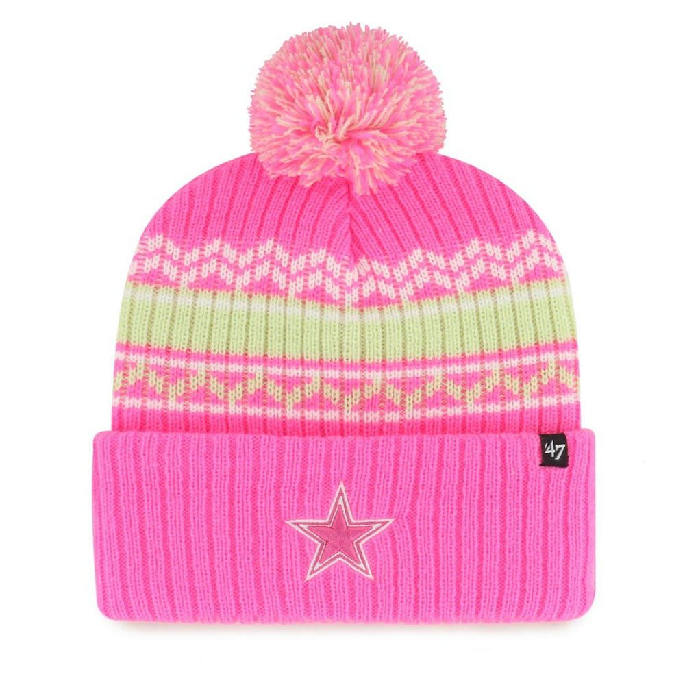 Dallas Cowboys '47 Girls Youth Polar Vortex Cuffed Knit Hat with Pom - Pink discount