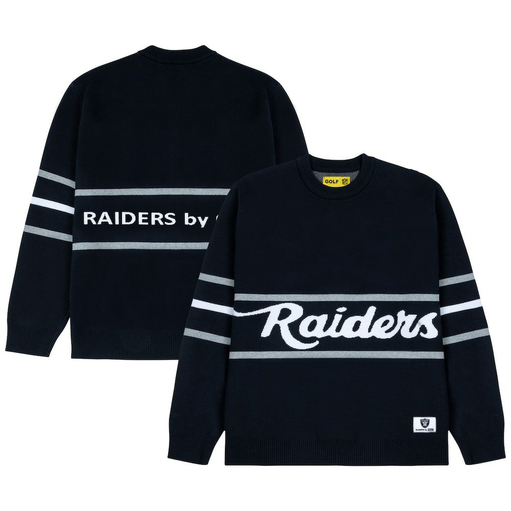 Las Vegas Raiders GOLF WANG Jacquard Pullover Sweater - Black discount