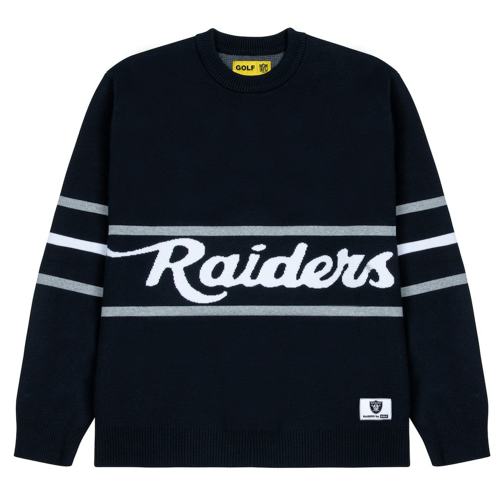 Las Vegas Raiders GOLF WANG Jacquard Pullover Sweater - Black discount