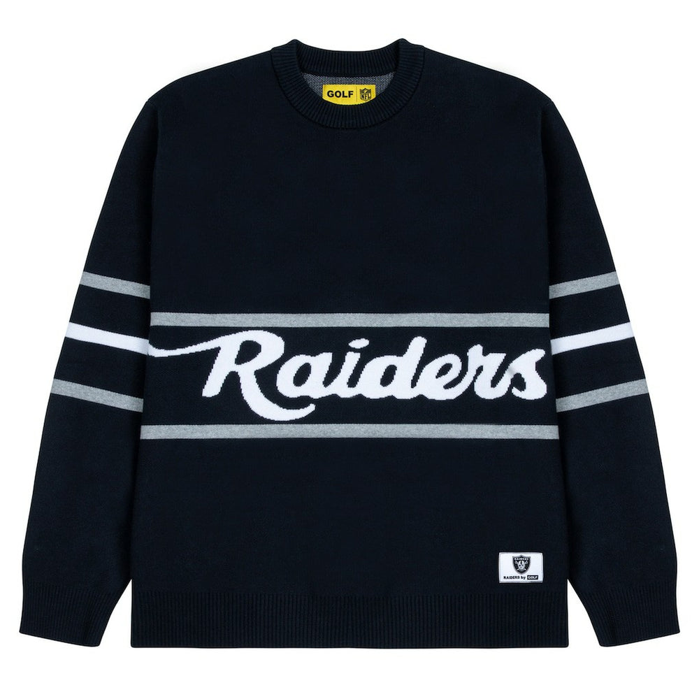Las Vegas Raiders GOLF WANG Jacquard Pullover Sweater - Black discount