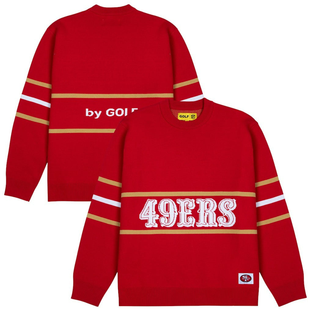 San Francisco 49ers GOLF WANG Jacquard Pullover Sweater - Scarlet on sale