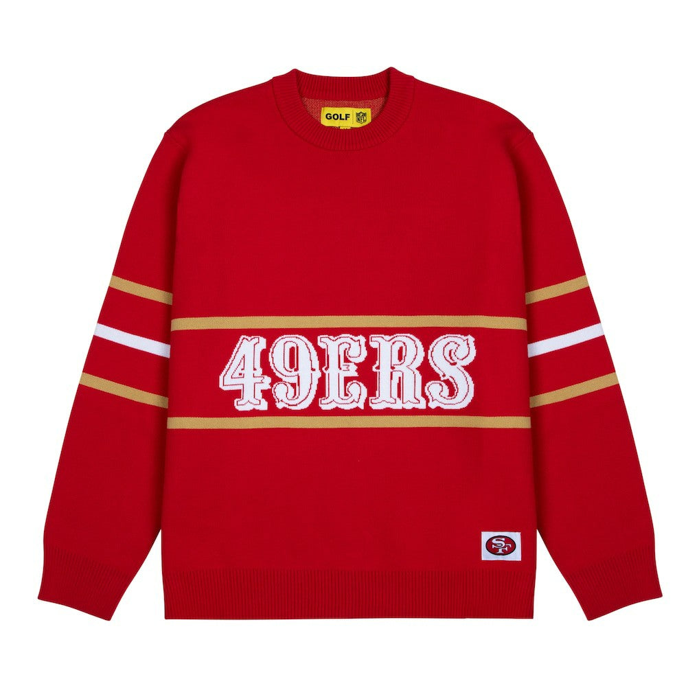 San Francisco 49ers GOLF WANG Jacquard Pullover Sweater - Scarlet on sale
