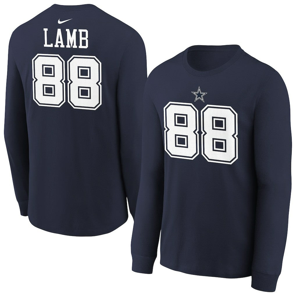 CeeDee Lamb Dallas Cowboys Youth Player Name & Number Long Sleeve T-Shirt - Navy discount