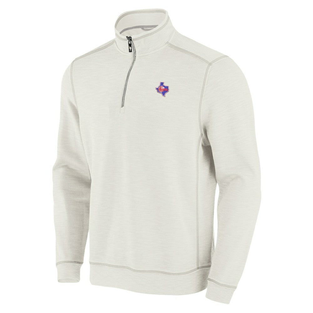 Texas Rangers Tommy Bahama Sport Tobago Bay Tri-Blend Half-Zip Sweatshirt Cream