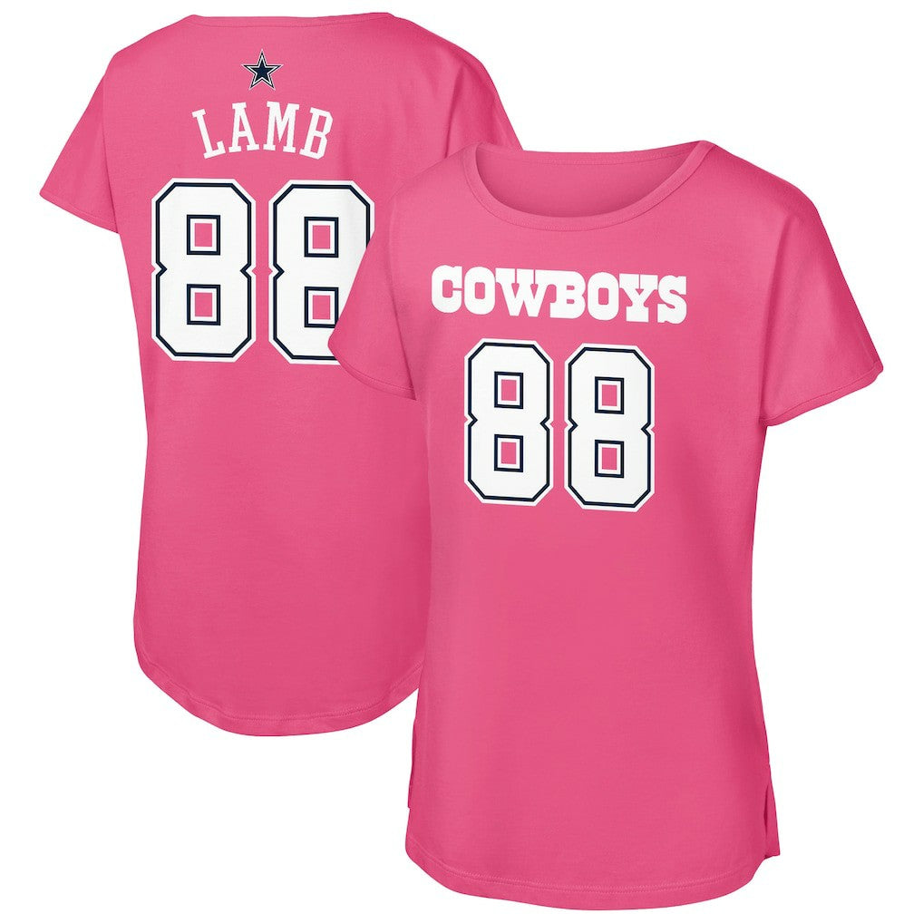CeeDee Lamb Dallas Cowboys Girls Youth Player Name & Number T-Shirt - Pink on sale