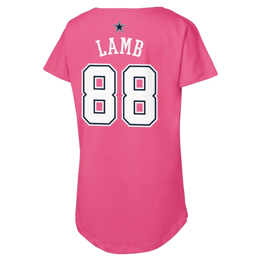 CeeDee Lamb Dallas Cowboys Girls Youth Player Name & Number T-Shirt - Pink on sale