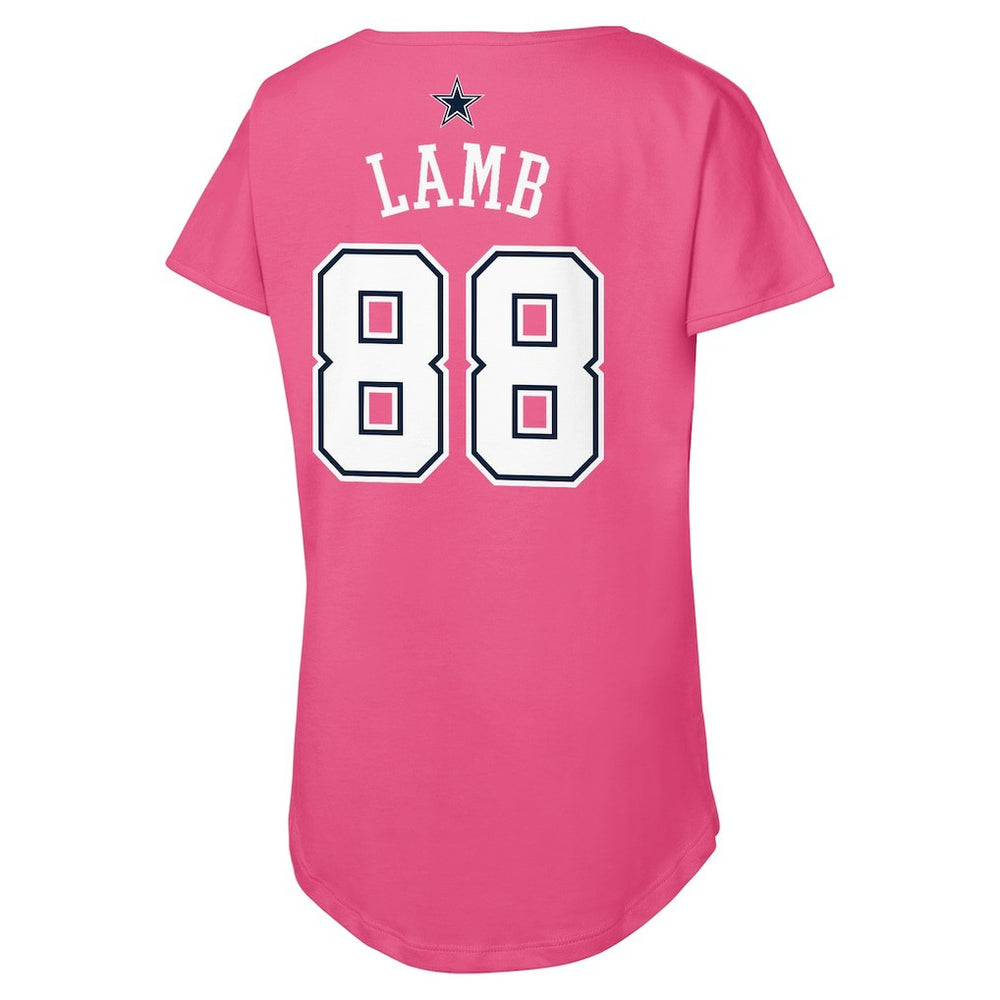 CeeDee Lamb Dallas Cowboys Girls Youth Player Name & Number T-Shirt - Pink on sale