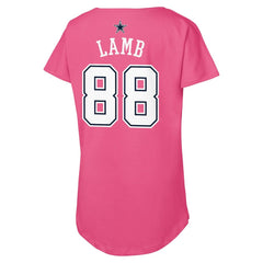 CeeDee Lamb Dallas Cowboys Girls Youth Player Name & Number T-Shirt - Pink on sale