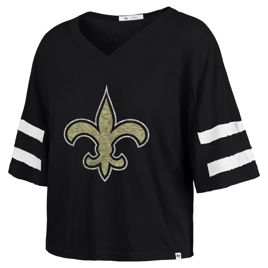 New Orleans Saints '47 Women's Premier Scout Cropped V-Neck T-Shirt - Black online