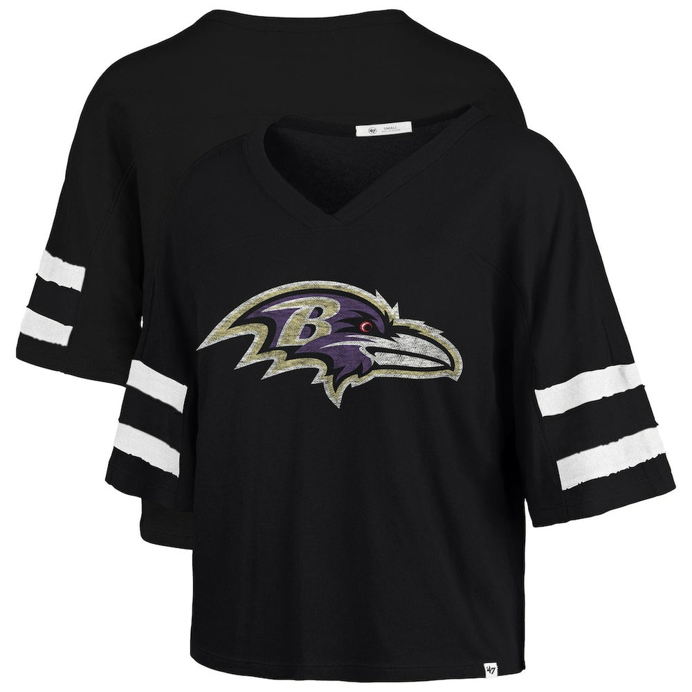 Baltimore Ravens '47 Women's Premier Scout Cropped V-Neck T-Shirt - Black cheap