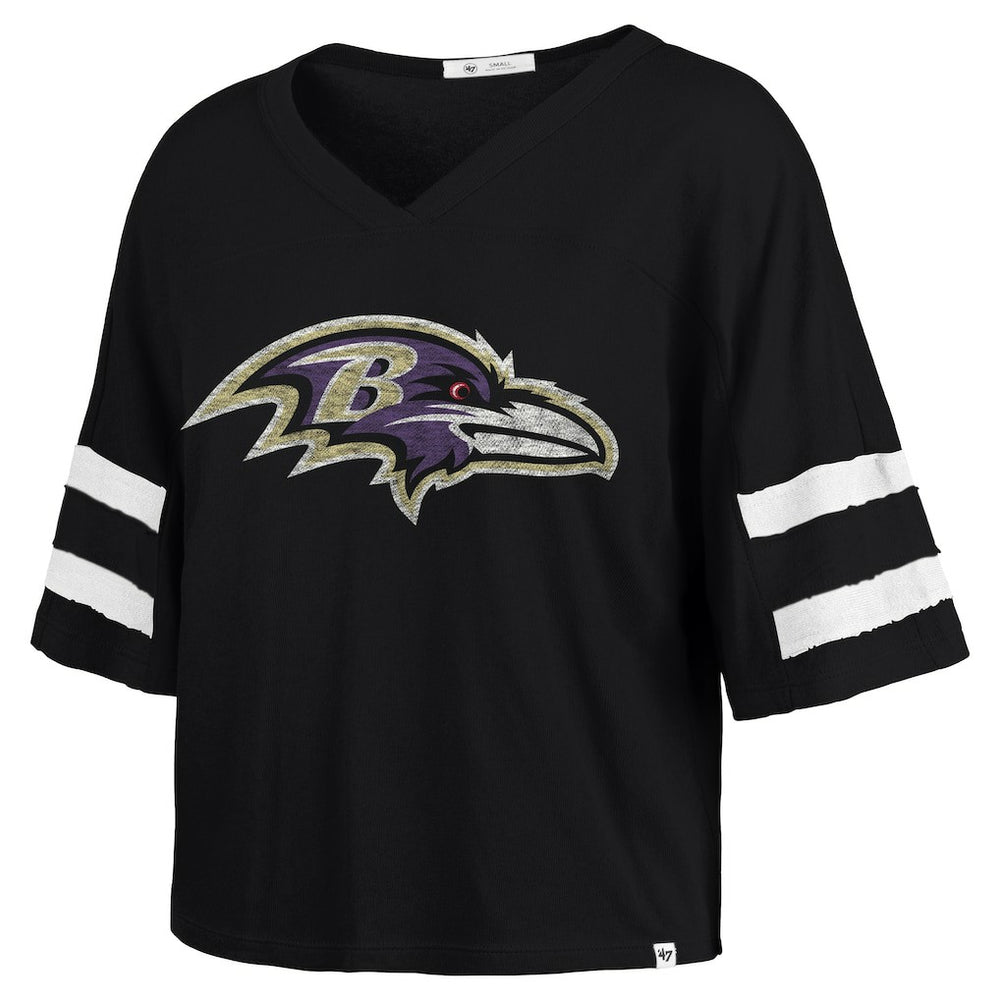 Baltimore Ravens '47 Women's Premier Scout Cropped V-Neck T-Shirt - Black cheap