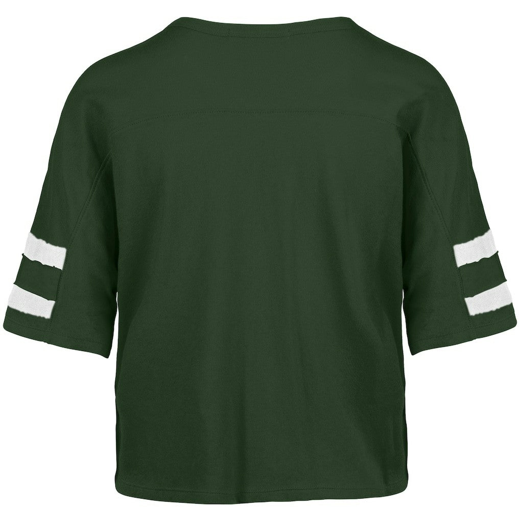 Green Bay Packers '47 Women's Premier Scout Cropped V-Neck T-Shirt - Green for sale