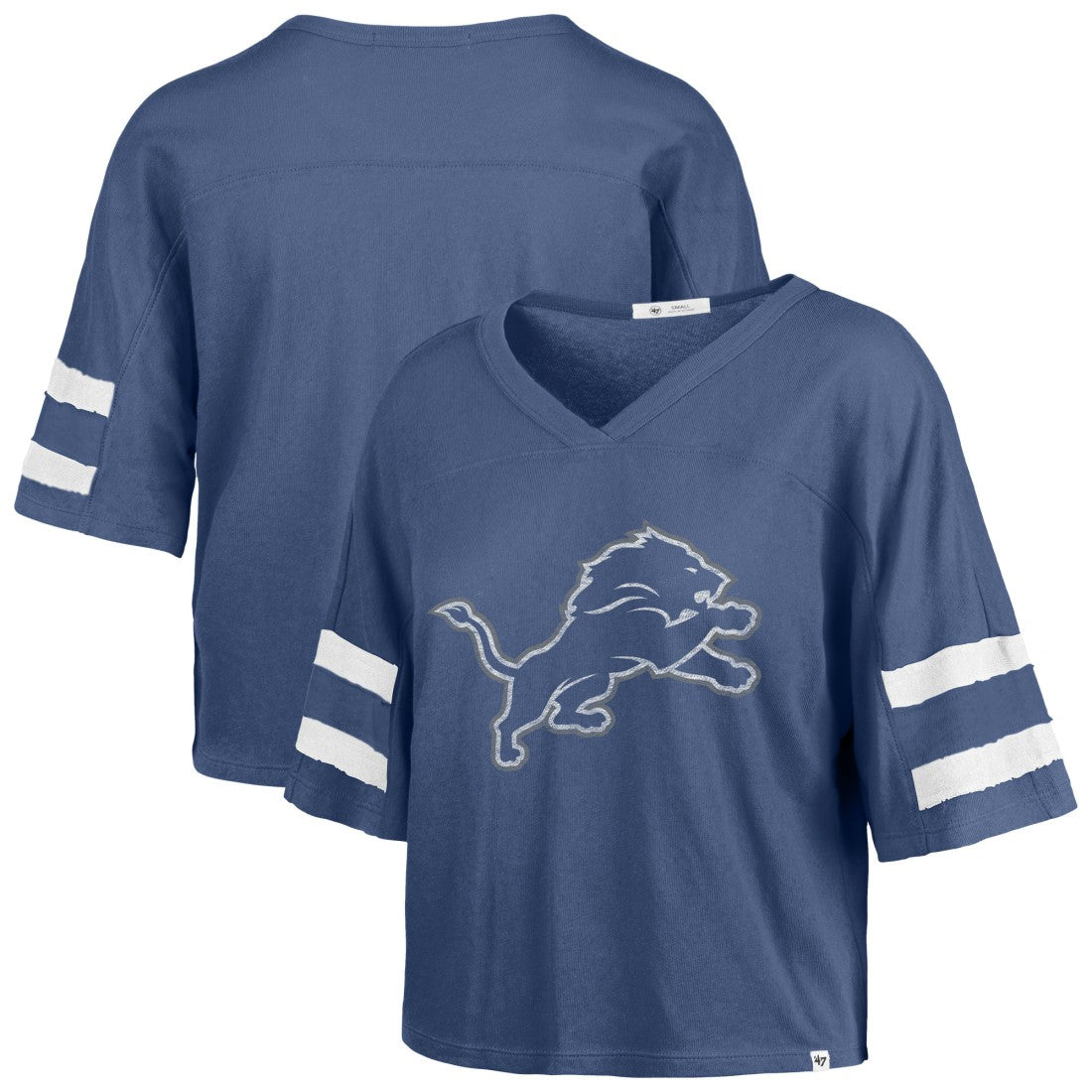 Detroit Lions '47 Women's Premier Scout Cropped V-Neck T-Shirt - Blue on sale