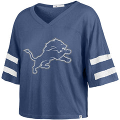 Detroit Lions '47 Women's Premier Scout Cropped V-Neck T-Shirt - Blue on sale
