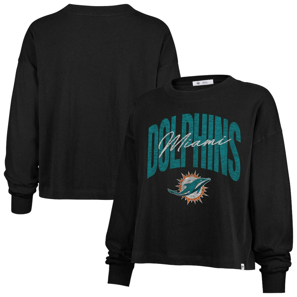 Miami Dolphins '47 Women's Muse Sydney Long Sleeve Cropped T-Shirt - Black online