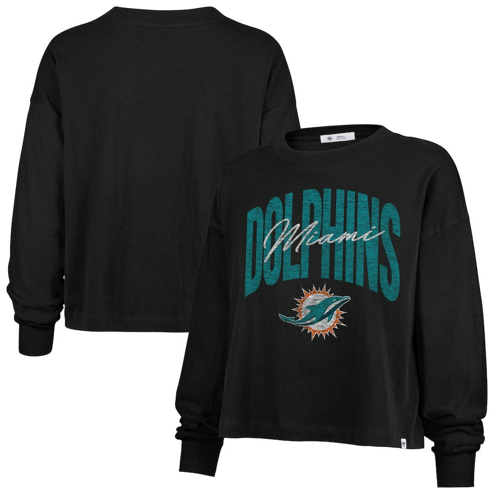 Miami Dolphins '47 Women's Muse Sydney Long Sleeve Cropped T-Shirt - Black online