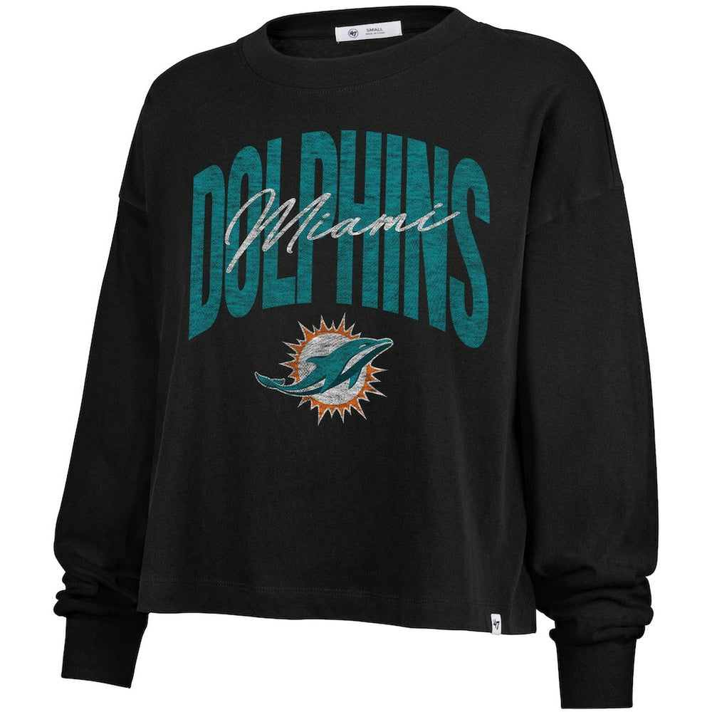 Miami Dolphins '47 Women's Muse Sydney Long Sleeve Cropped T-Shirt - Black online