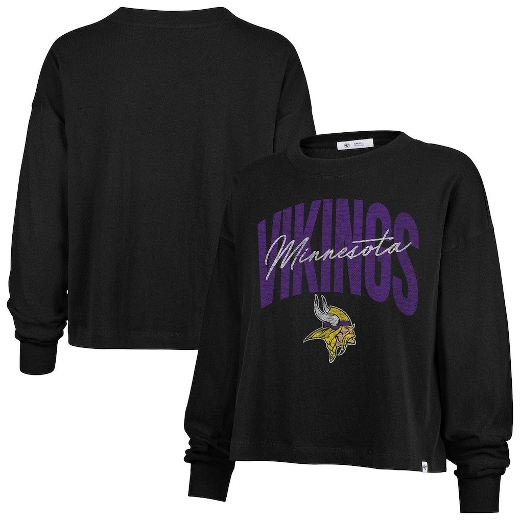 Minnesota Vikings '47 Women's Muse Sydney Long Sleeve Cropped T-Shirt - Black cheap
