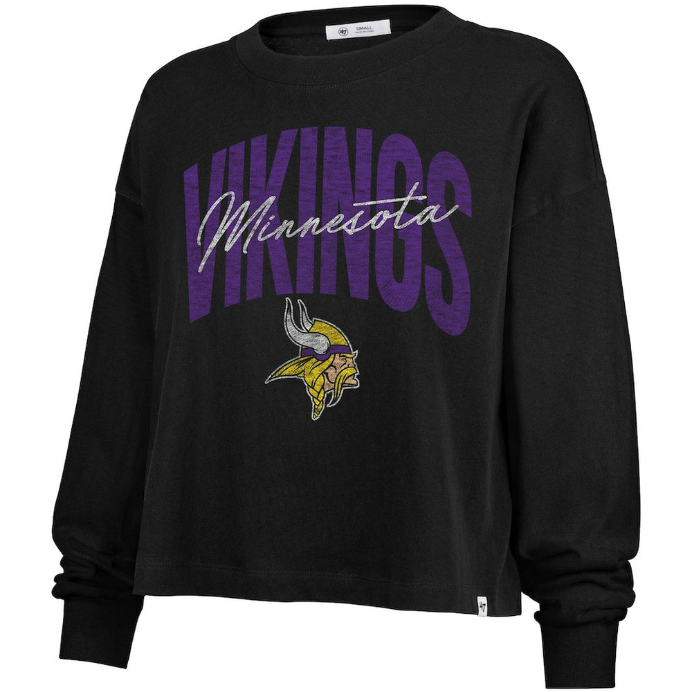 Minnesota Vikings '47 Women's Muse Sydney Long Sleeve Cropped T-Shirt - Black cheap