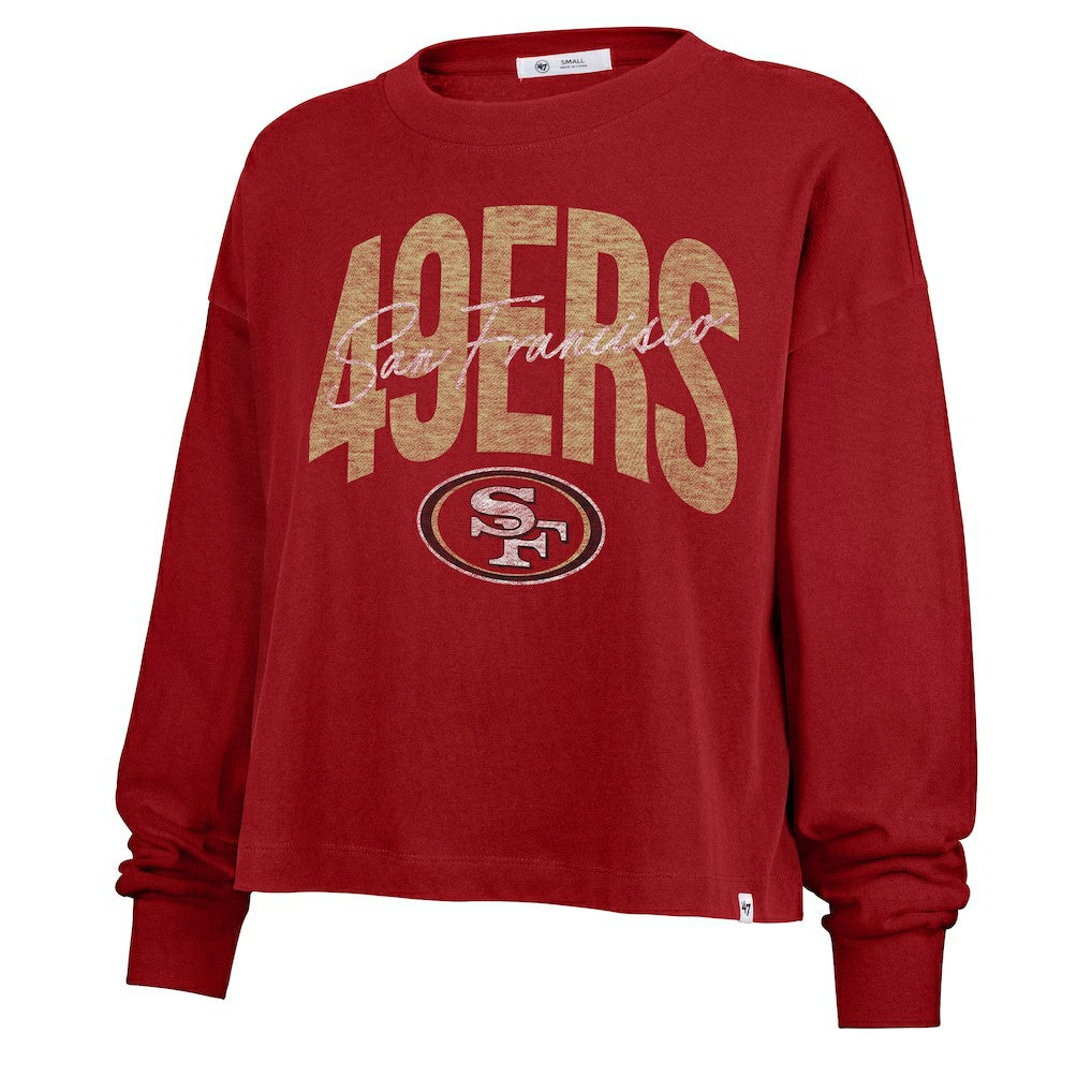 San Francisco 49ers '47 Women's Muse Sydney Long Sleeve Cropped T-Shirt - Scarlet cheap
