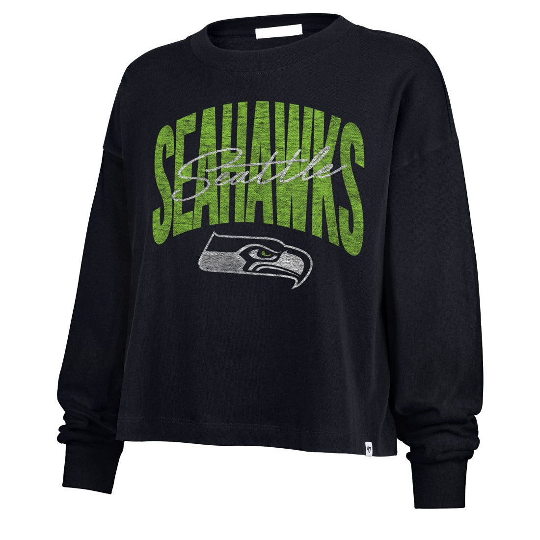 Seattle Seahawks '47 Women's Muse Sydney Long Sleeve Cropped T-Shirt - College Navy online