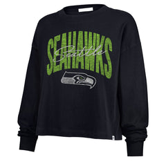 Seattle Seahawks '47 Women's Muse Sydney Long Sleeve Cropped T-Shirt - College Navy online
