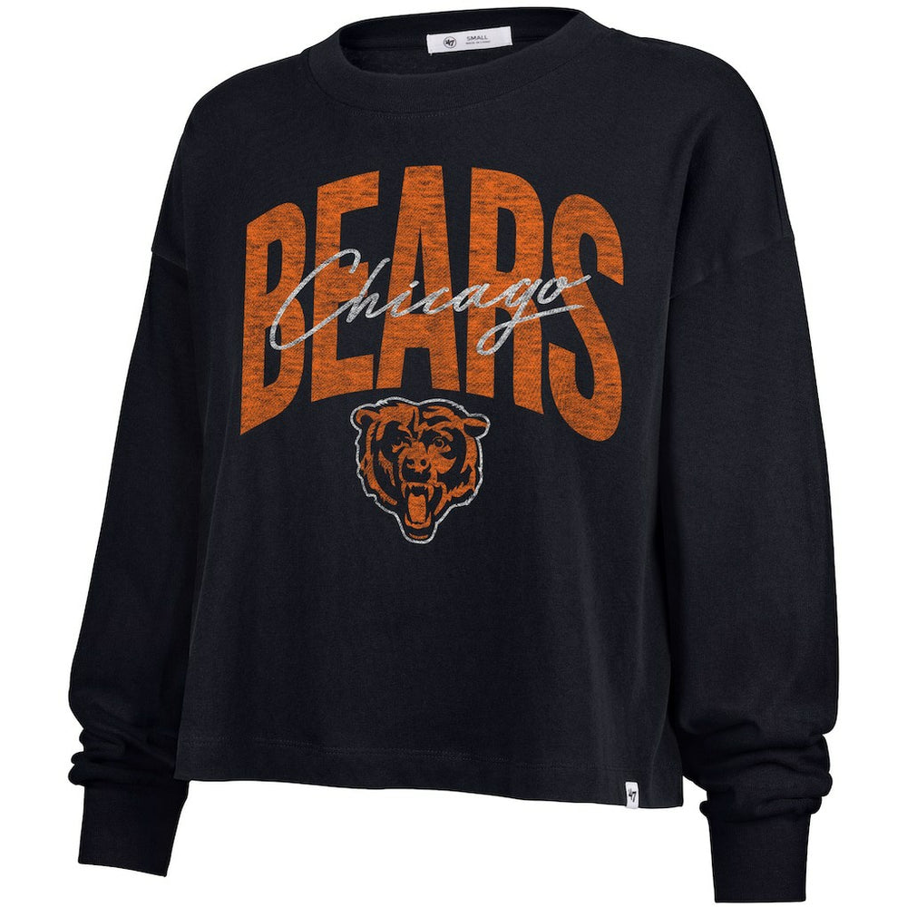 Chicago Bears '47 Women's Muse Sydney Long Sleeve Cropped T-Shirt - Navy discount