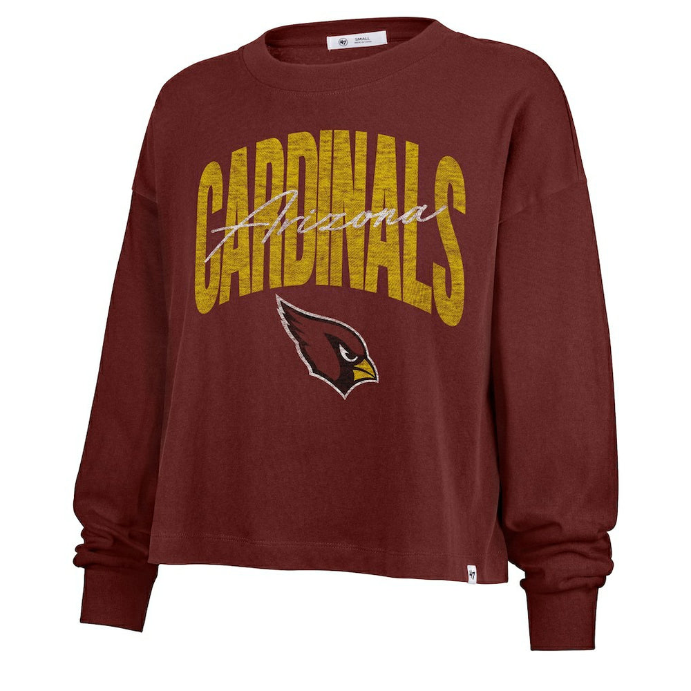 Arizona Cardinals '47 Women's Muse Sydney Long Sleeve Cropped T-Shirt - Cardinal for sale