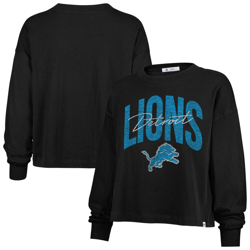 Detroit Lions '47 Women's Muse Sydney Long Sleeve Cropped T-Shirt - Black outlet