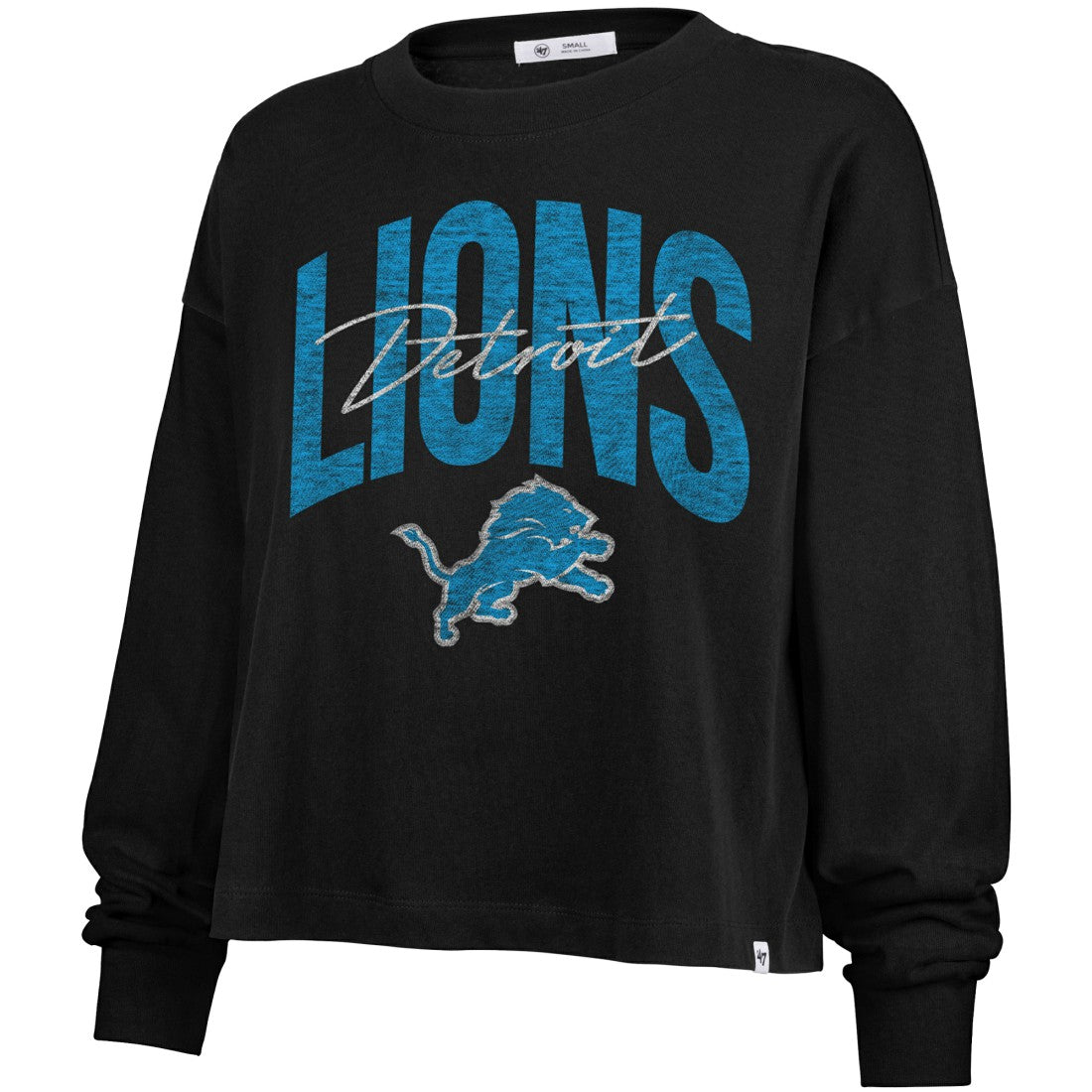 Detroit Lions '47 Women's Muse Sydney Long Sleeve Cropped T-Shirt - Black outlet
