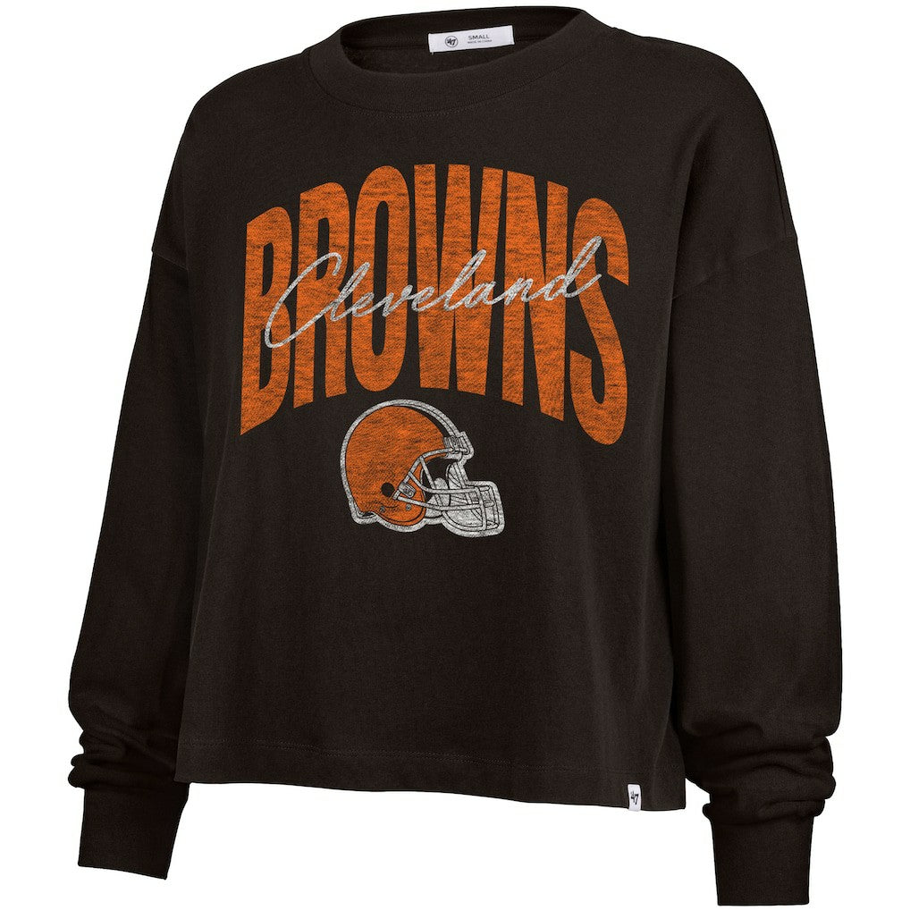 Cleveland Browns '47 Women's Muse Sydney Long Sleeve Cropped T-Shirt - Brown outlet