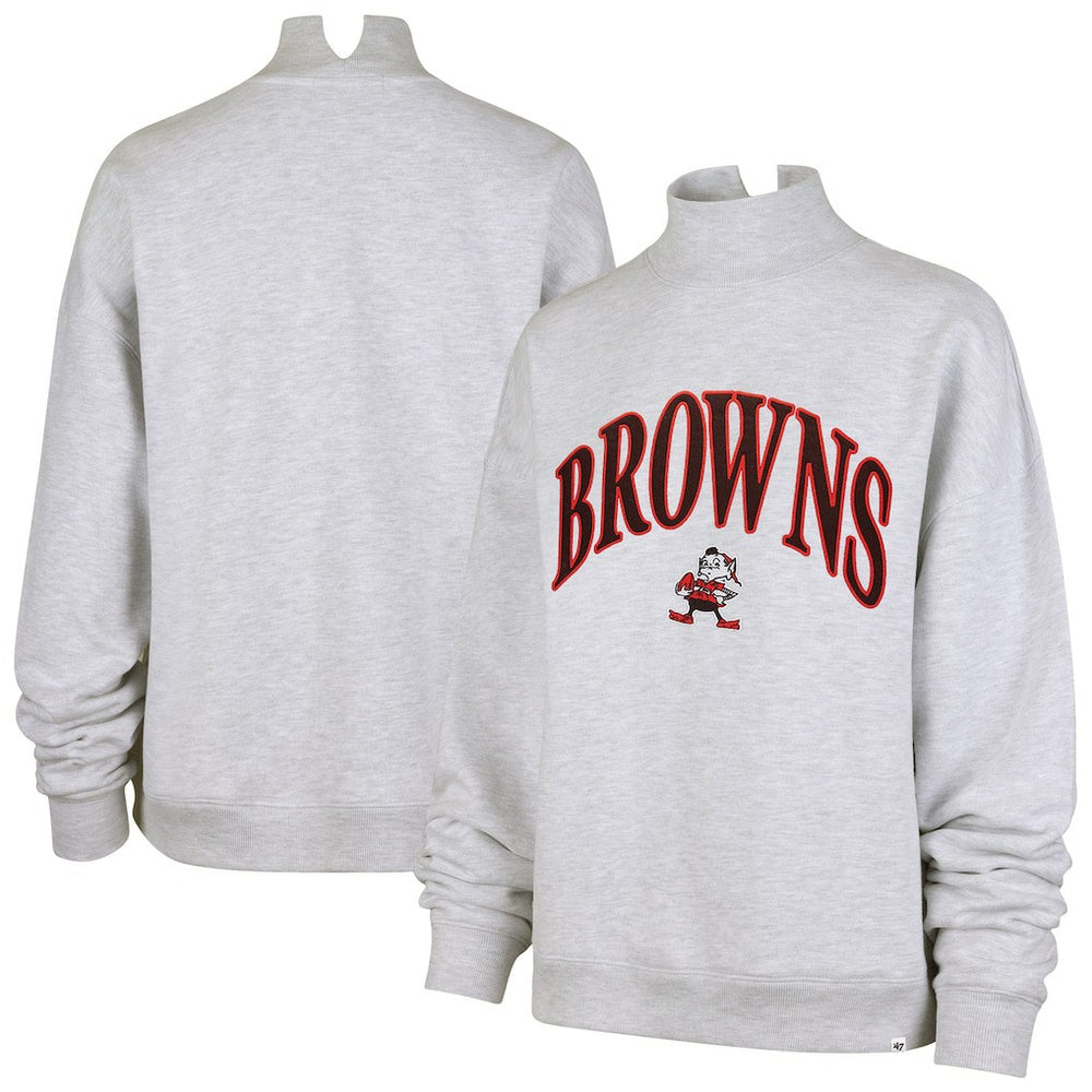 Cleveland Browns '47 Women's Vantage Mock Neck Pullover Sweatshirt - Heather Gray on sale