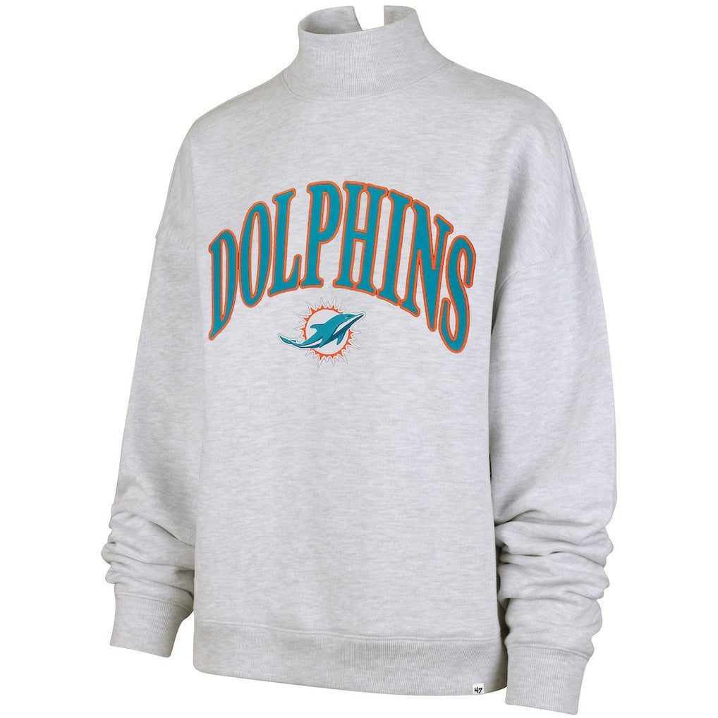 Miami Dolphins '47 Women's Vantage Mock Neck Pullover Sweatshirt - Heather Gray cheap
