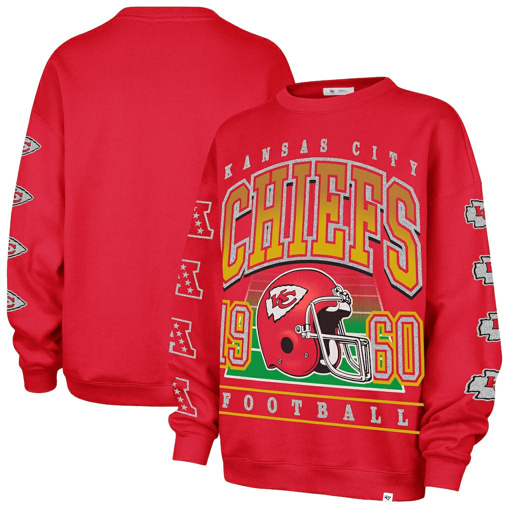 Kansas City Chiefs '47 Women's Go Big Oversized Pullover Sweatshirt - Red sale