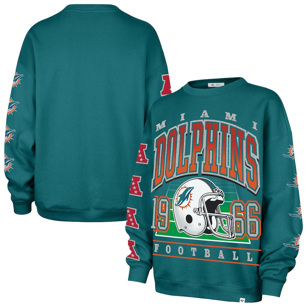 Miami Dolphins '47 Women's Go Big Oversized Pullover Sweatshirt - Aqua discount