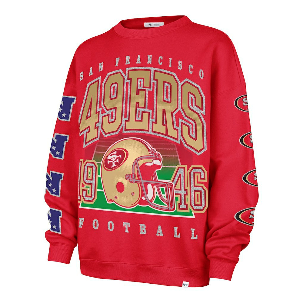 San Francisco 49ers '47 Women's Go Big Oversized Pullover Sweatshirt - Scarlet sale