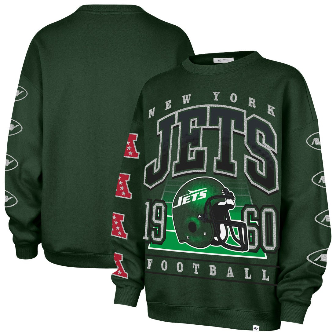 New York Jets '47 Women's Go Big Oversized Pullover Sweatshirt - Green discount