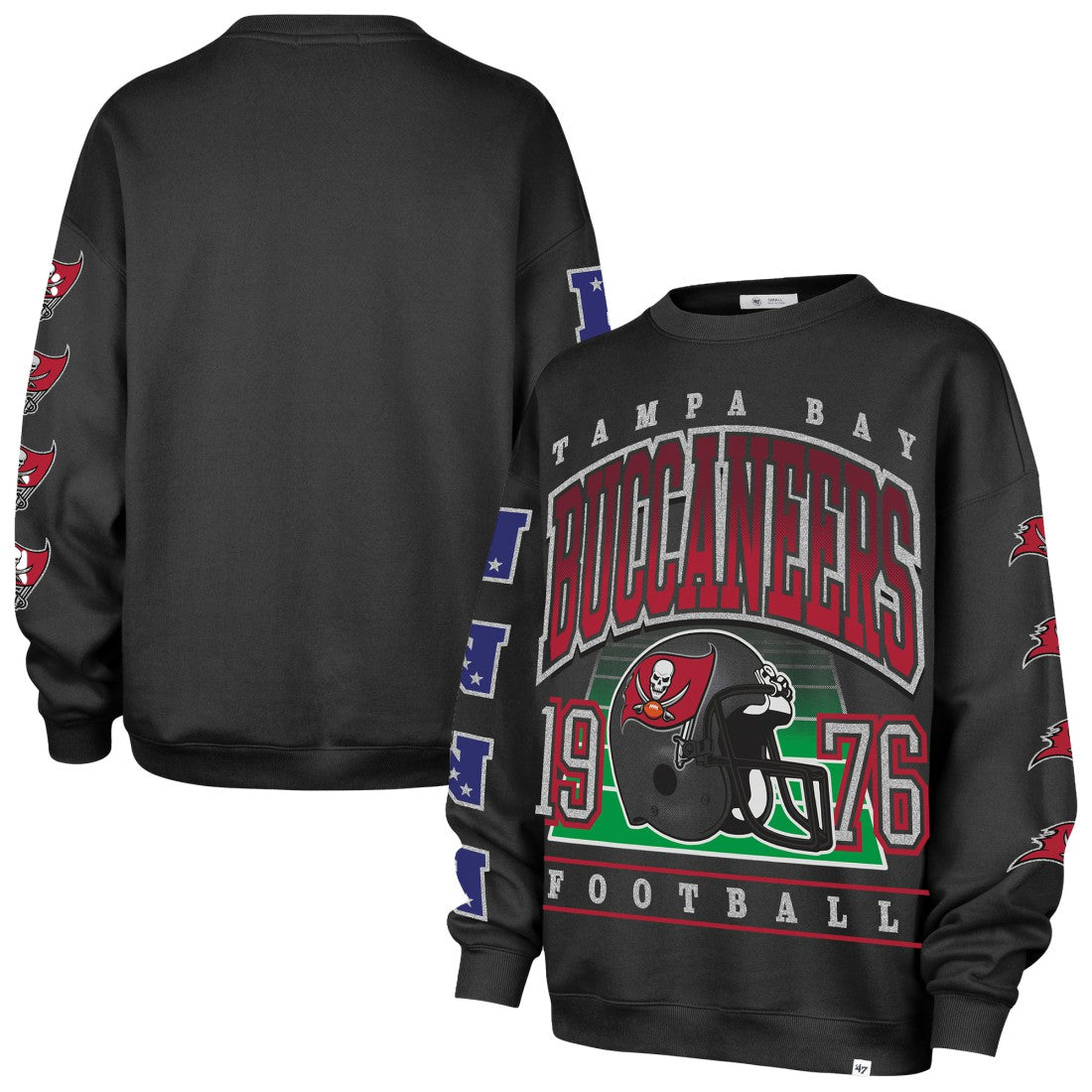 Tampa Bay Buccaneers '47 Women's Go Big Oversized Pullover Sweatshirt - Charcoal discount