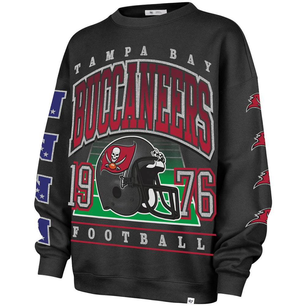 Tampa Bay Buccaneers '47 Women's Go Big Oversized Pullover Sweatshirt - Charcoal discount