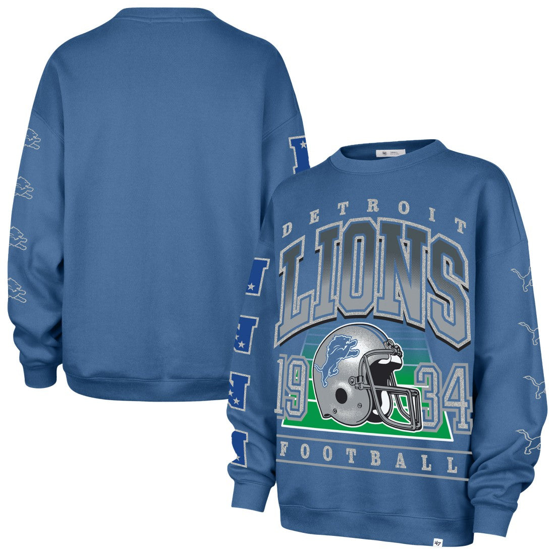 Detroit Lions '47 Women's Go Big Oversized Pullover Sweatshirt - Blue outlet