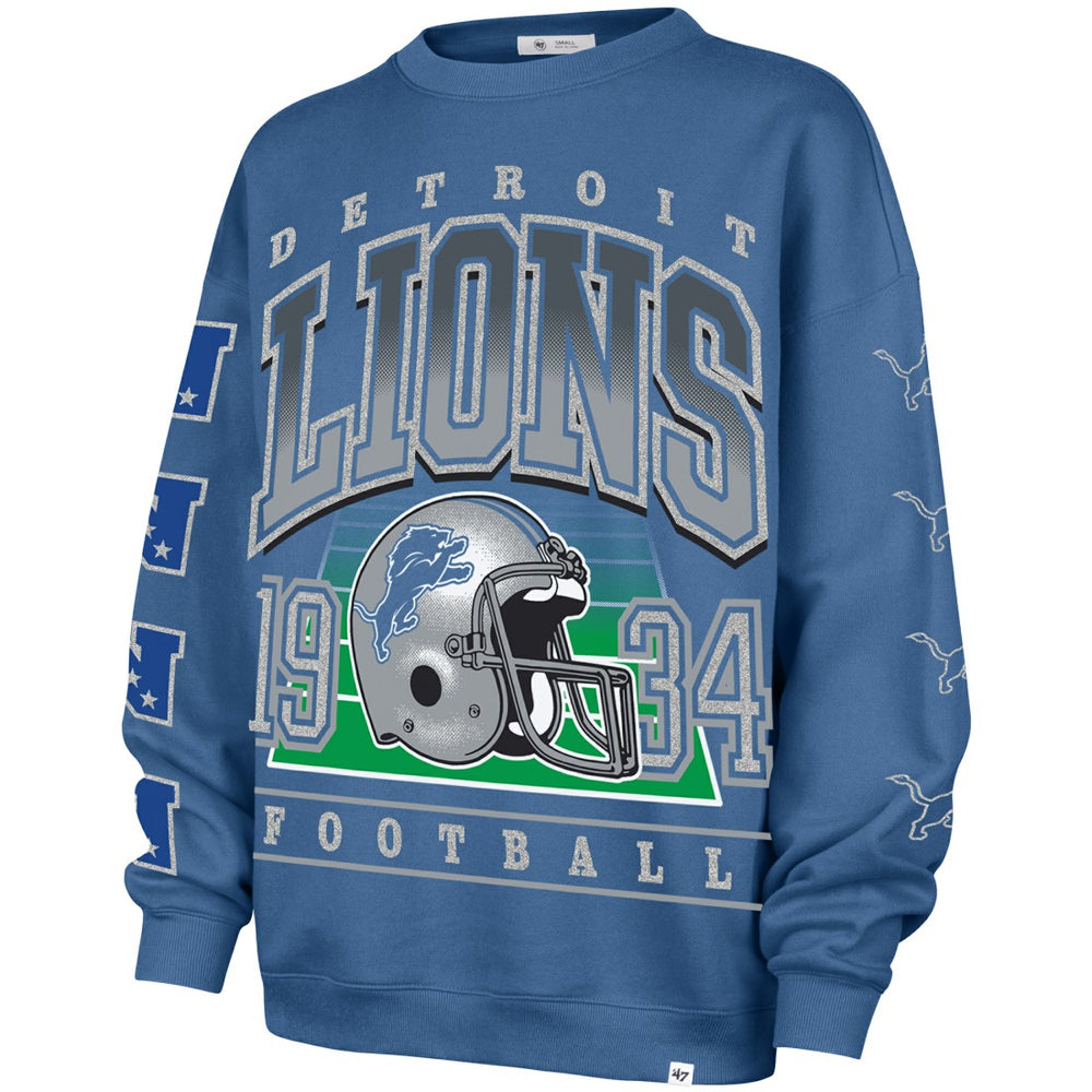 Detroit Lions '47 Women's Go Big Oversized Pullover Sweatshirt - Blue outlet