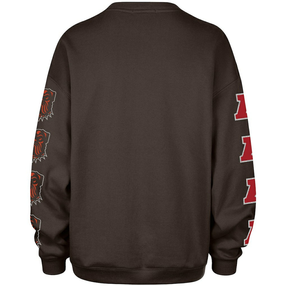 Cleveland Browns '47 Women's Go Big Oversized Pullover Sweatshirt - Brown for sale