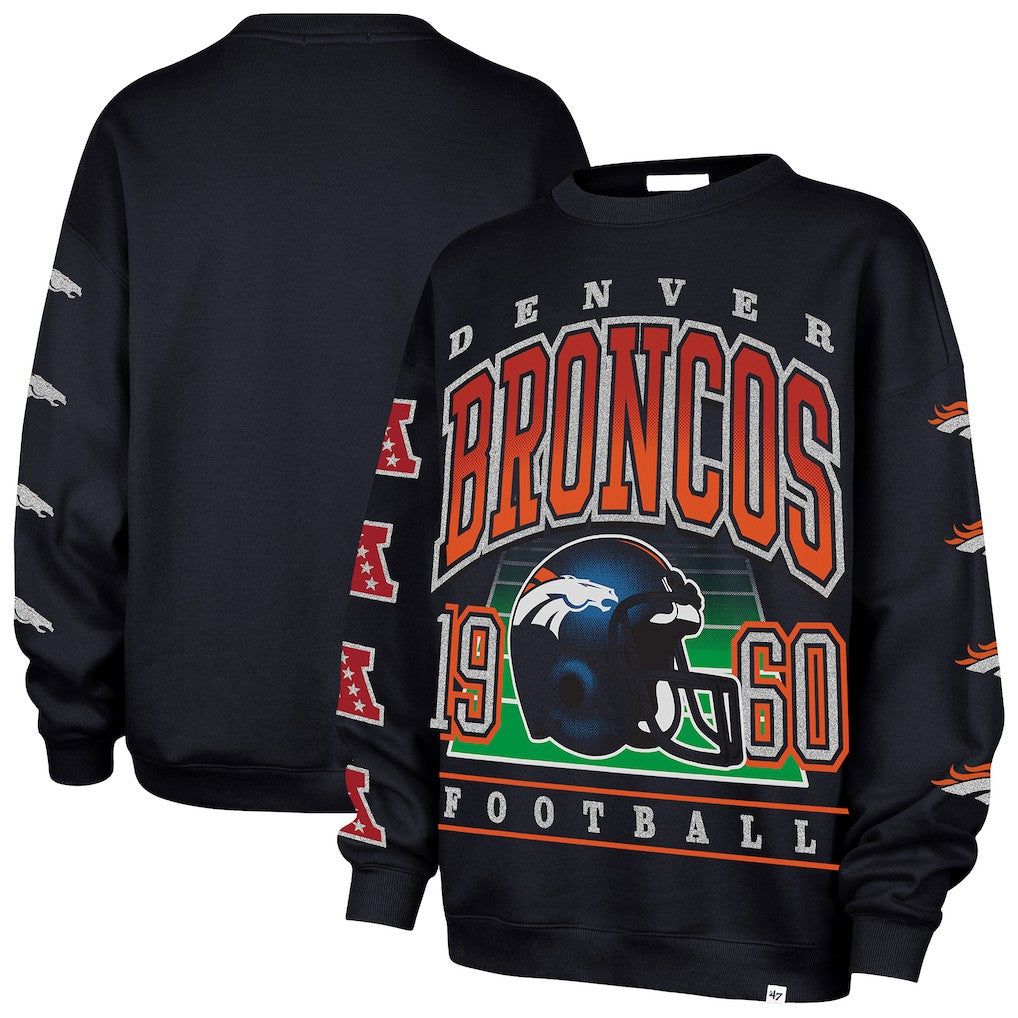 Denver Broncos '47 Women's Go Big Oversized Pullover Sweatshirt - Navy outlet