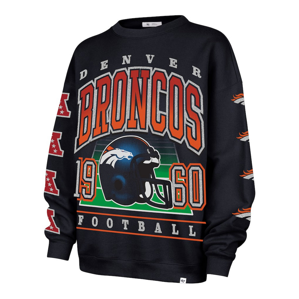Denver Broncos '47 Women's Go Big Oversized Pullover Sweatshirt - Navy outlet