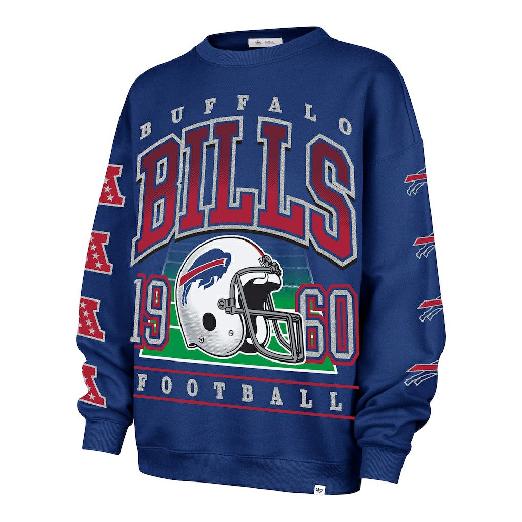 Buffalo Bills '47 Women's Go Big Oversized Pullover Sweatshirt - Royal outlet