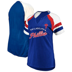 Philadelphia Phillies Profile Women's Arched Notch Neck T-Shirt Royal