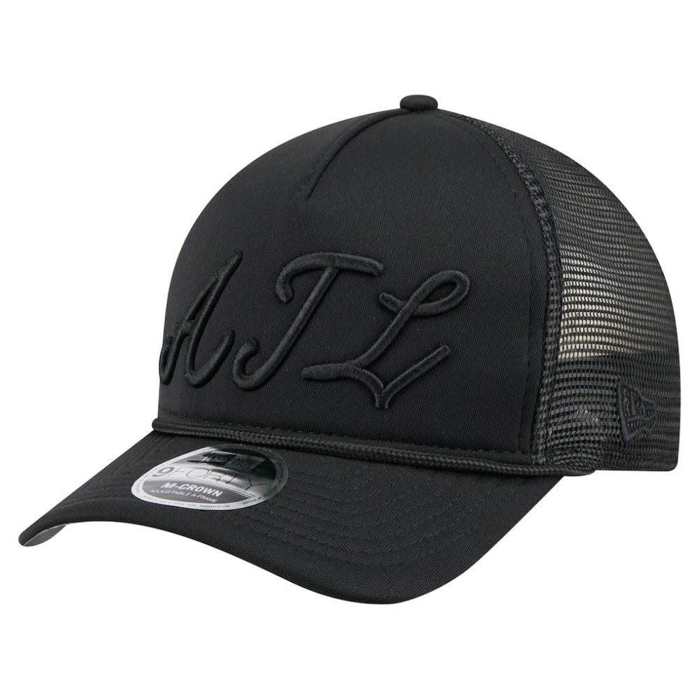 Atlanta Braves City Initial 9FORTY A-Frame M-Crown Adjustable Trucker Hat Black